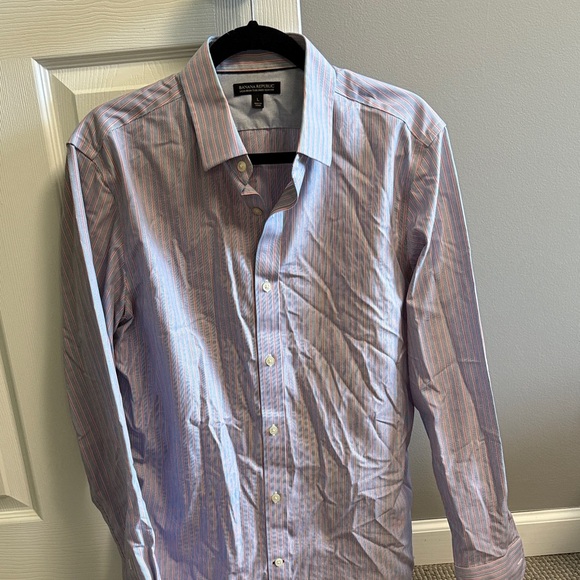 Banana Republic Men's Dress Shirt - Purple and White Stripes - Picture 1 of 3